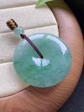 Authentic Natural Floating Flower Jade Donut Pendant , Classic Women's Jewelry
